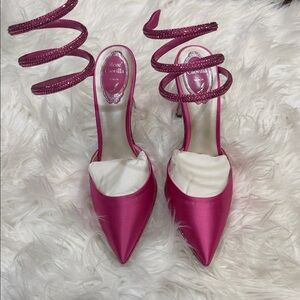 Rene Caovilla Fuchsia Satin Heels STUNNING 39